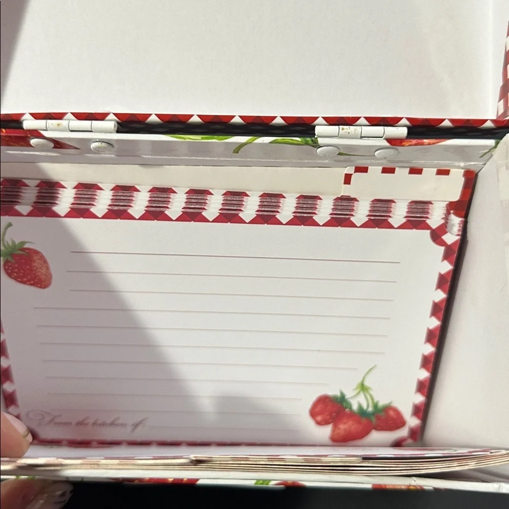 Strawberry recipe box with cards and dividers